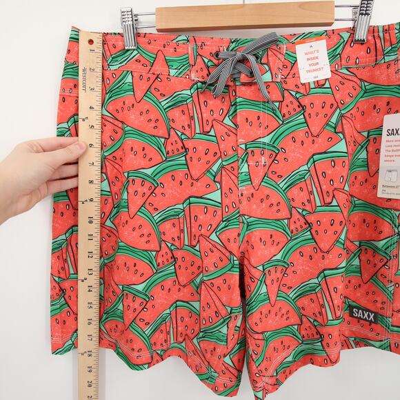 SAXX Swim Trunks Red Green Watermelon Print Betawave 2N1 Cooling Liner 36 NWT - Picture 5 of 15